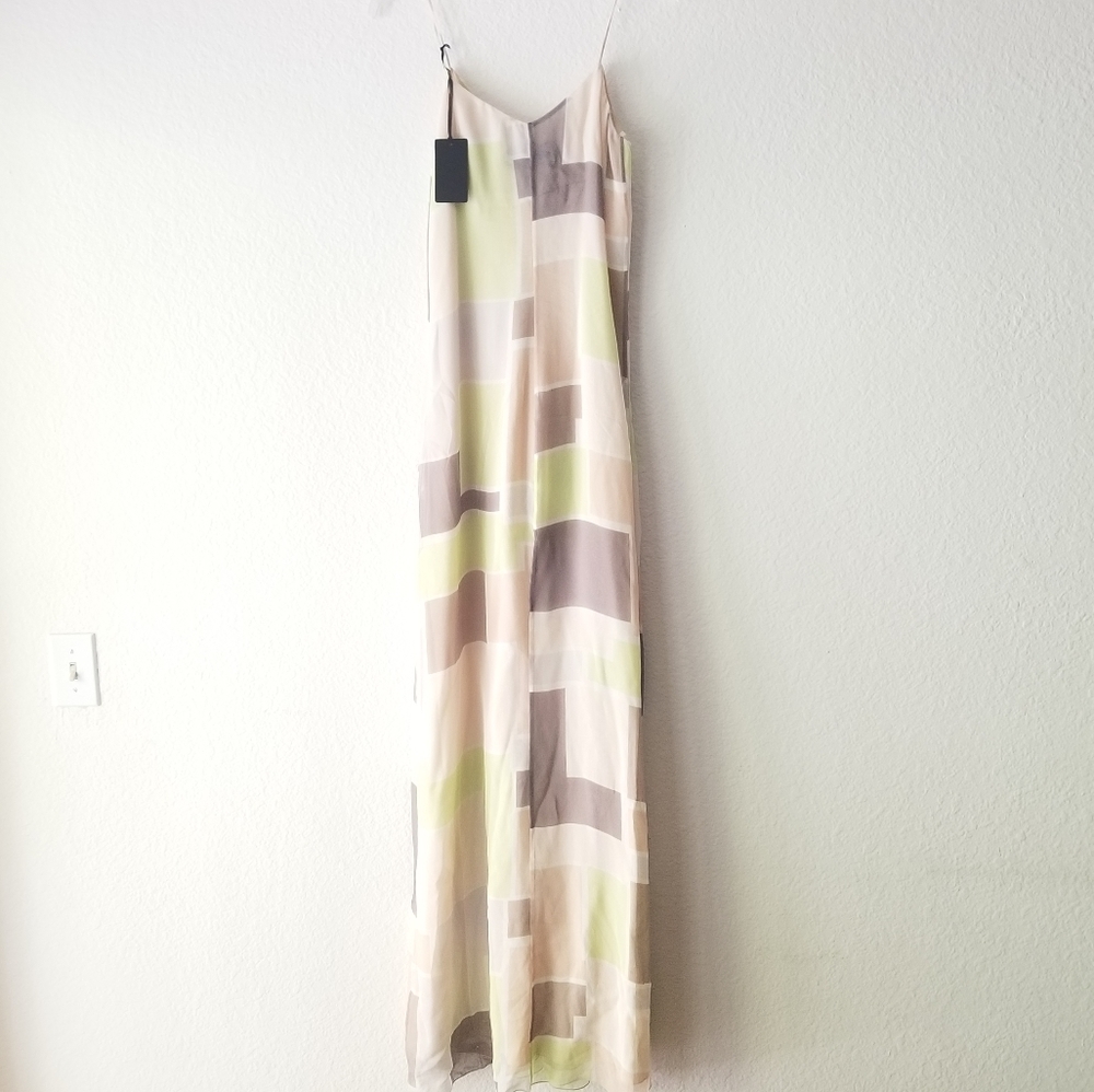 Patrizia Pepe Silk Strap Maxi Dress Blush Cream Pink Size S - Picture 6 of 13